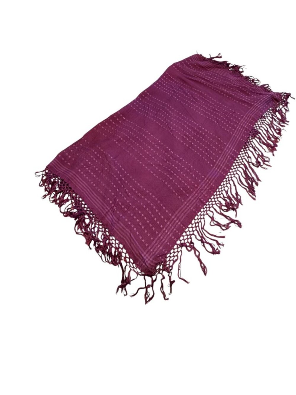 Ben Goodman Vintage Purple Rayon Fringe Shawl Scarf Wrap 32x31 Made in India